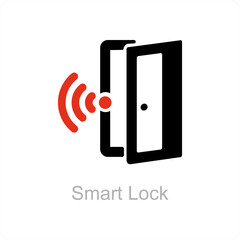 smart door and technology icon concept