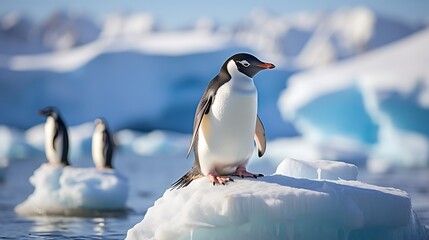 Gentoo penguin standing on ice floe