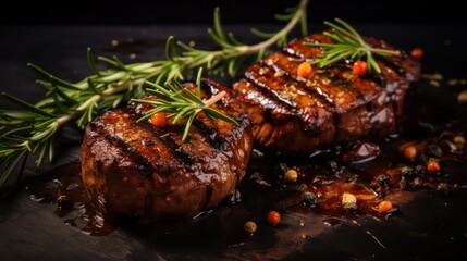 Grilled beef steak with spices. Food Photography