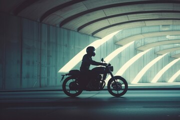 Fototapeta na wymiar Photo of men riding motorcycle