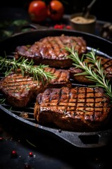 Grilled beef steak with spices. Food Photography