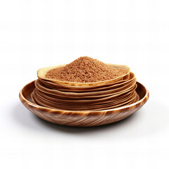 Stack of Freshly Cooked Crepes with Brown Sugar Topping on Ceramic Plate - Isolated on White Background with Copy Space