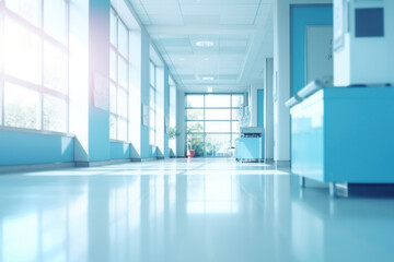 Obraz premium Blurred background of Hospital hallway. medicine concept.