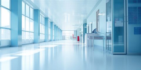 Obraz premium Blurred background of Hospital hallway. medicine concept.