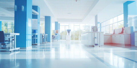 Blurred background of Hospital hallway. medicine concept.