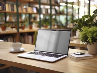 mockup image of laptop with blank transparent screen, PNG