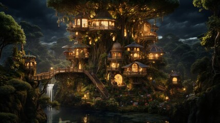 Fairytale tree house Generative AI