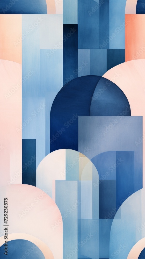 Poster Asymmetrical watercolor composition with Italian monastery arches and columns Generative AI