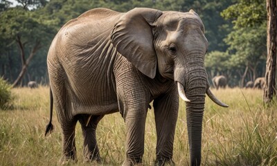 Fototapeta na wymiar Elephant Elysium: Savanna's Untouched Sanctuary Bliss