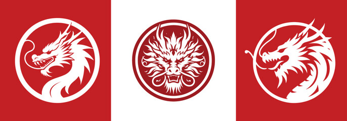 chinese new year dragon head tribal tattoo design, vector, silhouette, logo
