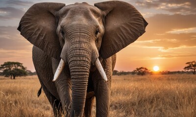 Fototapeta na wymiar Savanna Majesty: African Bush Elephant in Its Wild Sanctuary