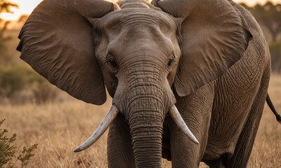 Obraz premium Savanna Sovereignty: Elephant Majesty in Its Native Sanctuary