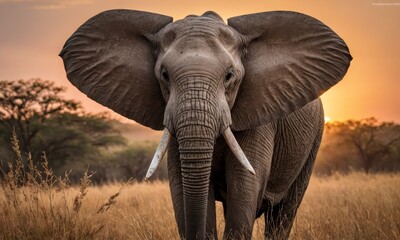 Fototapeta na wymiar Sanctuary Secrets: African Bush Elephant's Serene Savanna Realm