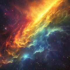 Fototapeta premium Galaxy and colorful clouds, bright gradient nebula in space which has a sparkling digital design appeal, great for archeology, business, corporate, website etc. Generative Ai