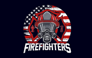 Firefighters t-shirt design, graphic t-shirt design, USA flag firefighter t-shirt design, 