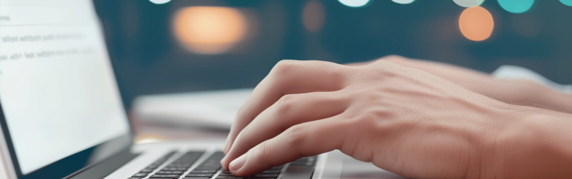 Close-up of hands typing 