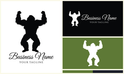 silhouette bigfoot vector logo template