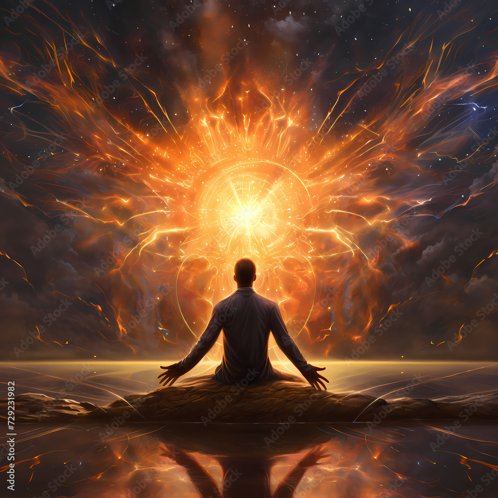 Wall mural significant energy source and cosmic connection associated with an awakening concept.