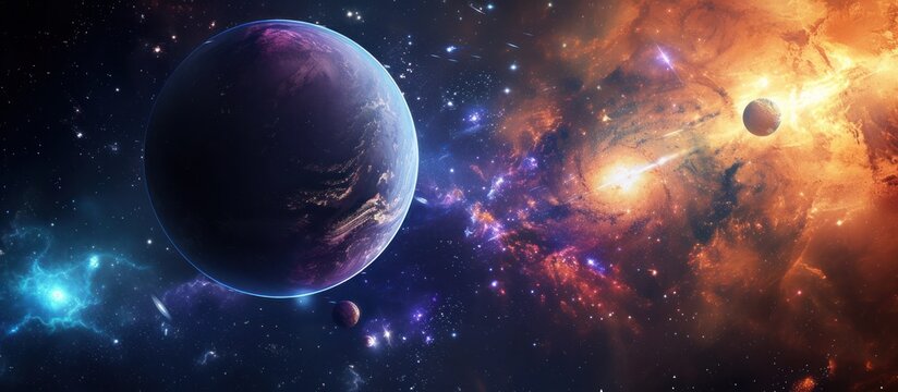 Outer space galaxy planet background. AI generated image