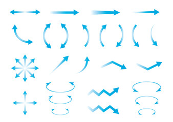 シンプルな青色グラデーションの矢印素材セット