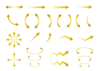 シンプルなゴールドグラデーションの矢印セット