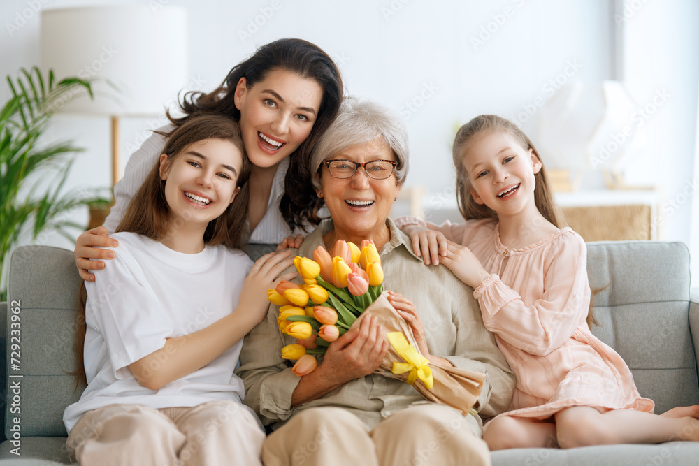 Canvas Prints daughters, mom and granny with flowers