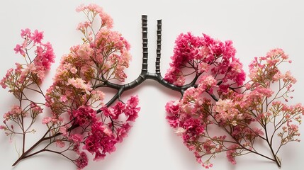 Spring flowers representing human lungs, conceptual studio shot 