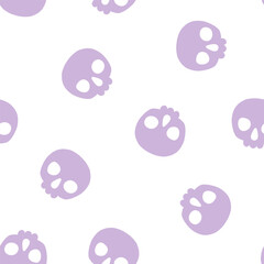 Seamless pattern with purple skulls