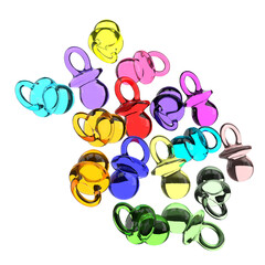 3D rendering illustration of some decorative mini pacifiers