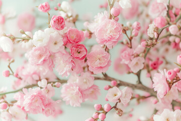 Close Up of Pink Flowers on Branch