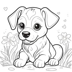 Puppy coloring pages,Dog coloring pages, Animal Coloring page for Kids Children stock vector illustration....