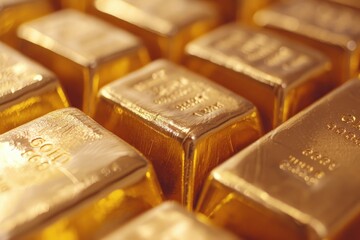 A pile of gold bars stacked on top of each other. Suitable for finance, investments, and wealth-related concepts