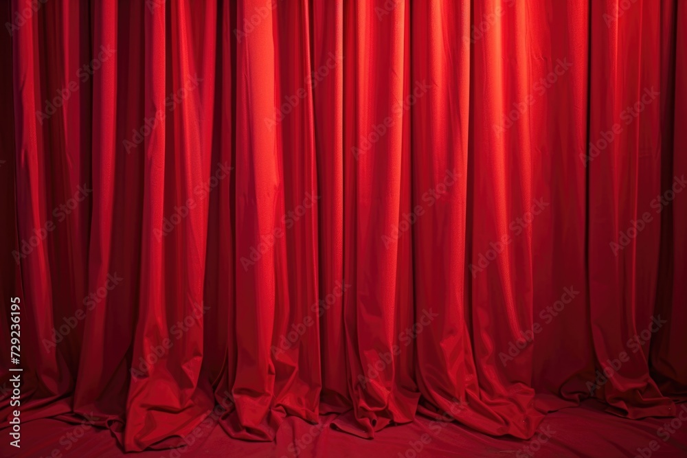 Poster a red curtain hangs in front of a black background. perfect for theater or event-related designs