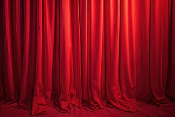 A red curtain hangs in front of a black background. Perfect for theater or event-related designs