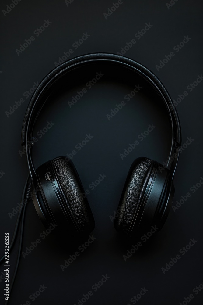 Aufkleber a pair of headphones sitting on top of a table. great for use in music-related projects or for showc