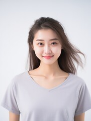  Asian woman exudes relaxation in traditional pajamas, standing gracefully in a serene mood. Generative AI.