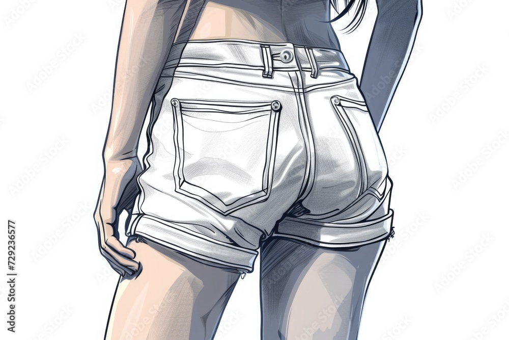 Aufkleber a simple yet eye-catching drawing of a woman wearing shorts. this versatile image can be used in var
