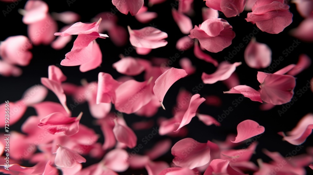 Poster pink petals gracefully swirling through the air. perfect for adding a touch of elegance and beauty t