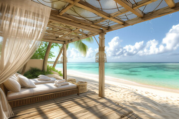 Beachfront cabana with ocean view
