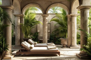 Luxury spa retreat among columns