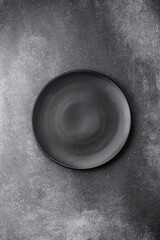 Empty round ceramic plate on a light texture background