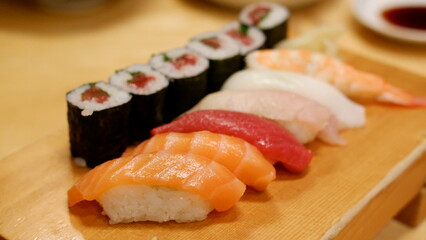 Japanese authentic food sushi roll 