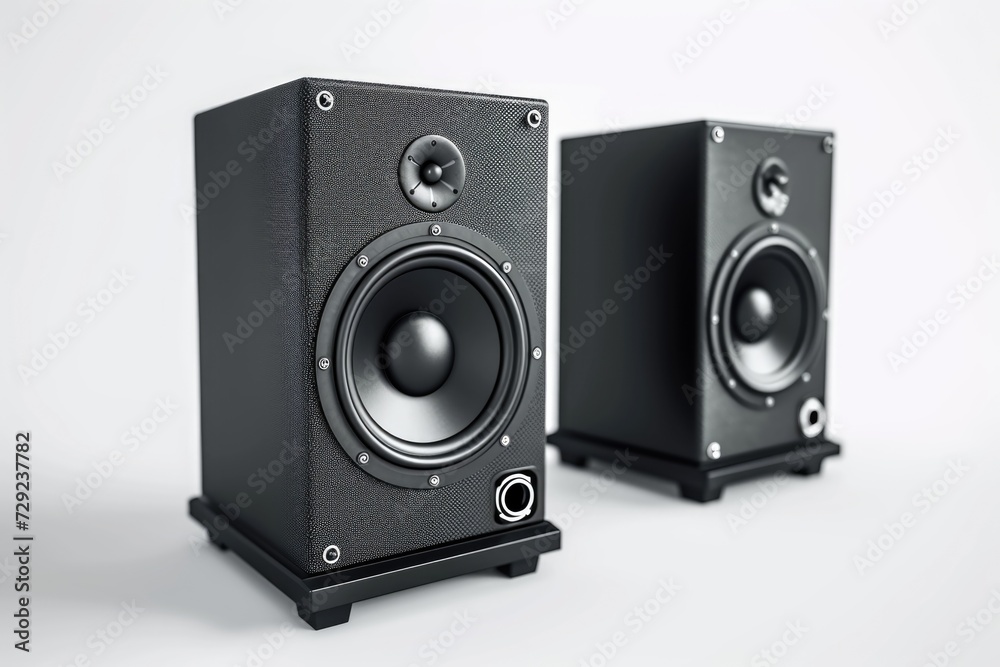 Poster two speakers placed side by side. suitable for music-related projects or audio equipment advertiseme