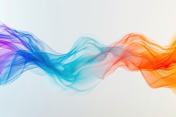 A vibrant wave of colored smoke against a clean white background. Perfect for adding a burst of color and creativity to your designs or projects