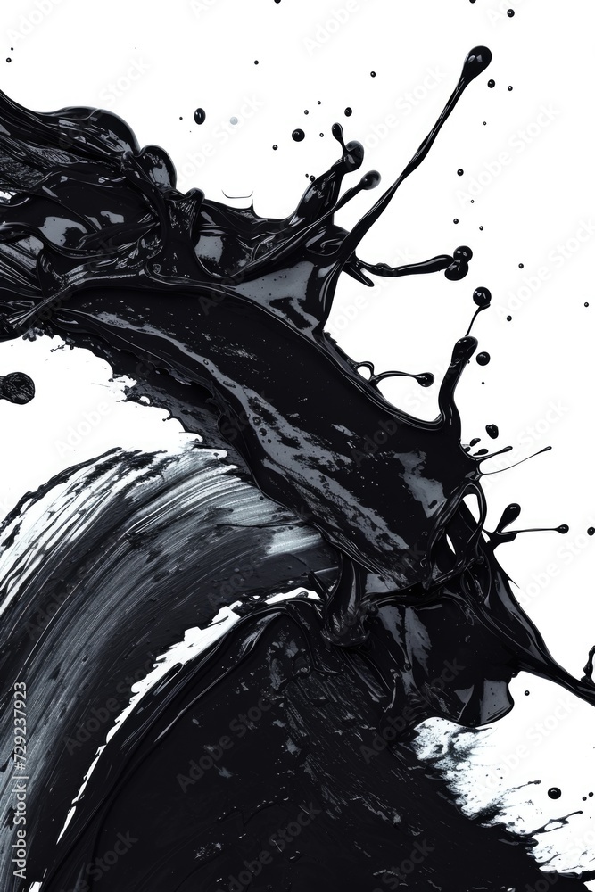 Poster A monochrome image capturing a dramatic splash of paint. Suitable for various creative projects