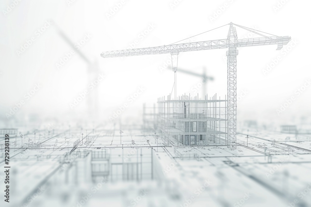 Poster A picture of a building in the process of being constructed. Suitable for use in construction industry publications and websites