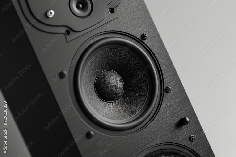 Poster close up view of a pair of speakers. perfect for any music-related projects or advertisements