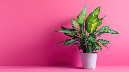 Potted Plant on Pink Background
