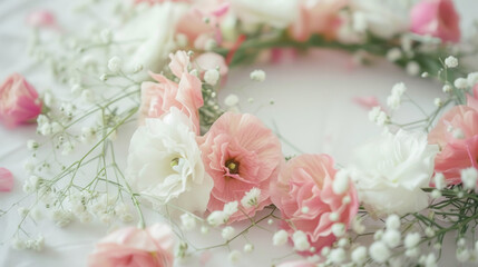 Close Up of Flower Wreath on Table