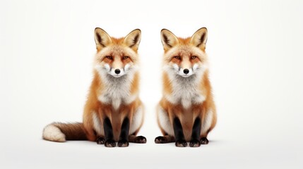 Cunning foxes in an attentive pose. Generative AI